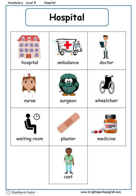 Hospital English Vocabulary Worksheet English Treasure Trove