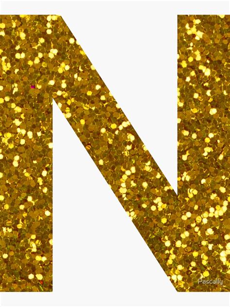Gold Letter N Gold Glitter Sticker For Sale By Pascally Redbubble