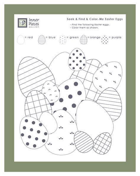 Printable Seek And Find And Color Me Easter Eggs For Kidsinner Pieces
