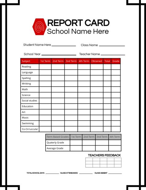 Student Report Card Template Postermywall