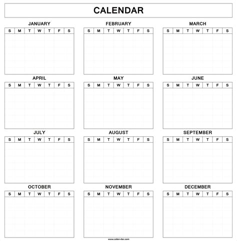 Yearly Blank Calendar With Holidays Free Printable Templates Blank Calendars Free Printable