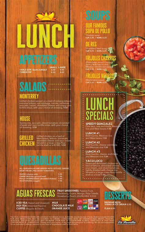 Simply choose your food and place your. Lunch Menu - La Parrilla