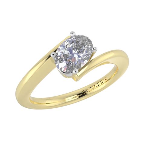 Oval Bypass Diamond Solitaire Engagement Ring