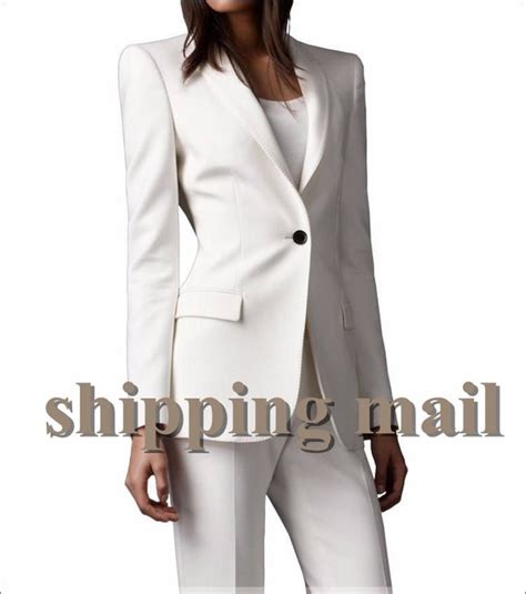 Plus Size Xs 4xl White Women Pants Suits For Work Wear Single Breasted