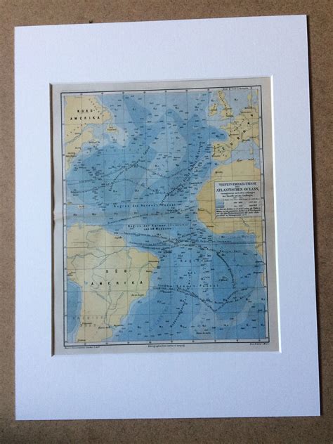 1877 Atlantic Ocean Comparative Depths Original Antique Map Etsy