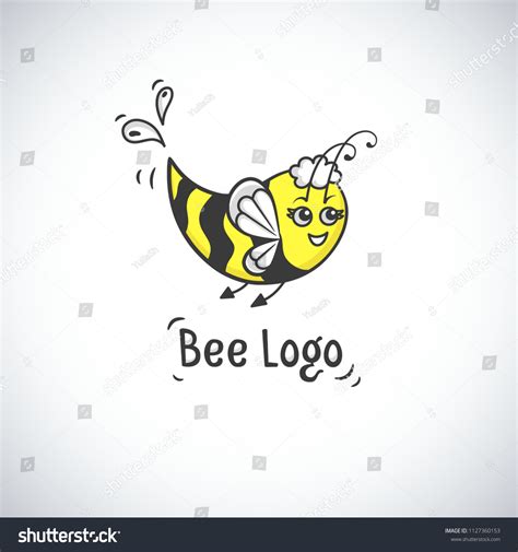 Smiling Bee Logo Cartoon Mascot Cute Stock Vector Royalty Free