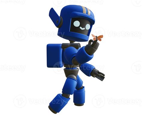 Blue Robot Butterfly In Hand High Quality 3d Render 21911649 Png