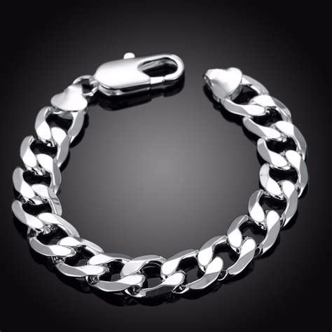 2017 Hot 925 Sterling Silver Jewelry Bracelet Men Designs 12mm Fine