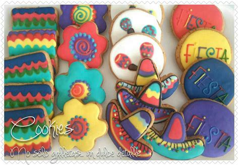 Galletas Cumpleaños Mexicano Flores Maracas Fiesta Sombrero