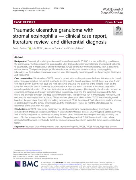 Pdf Traumatic Ulcerative Granuloma With Stromal Eosinophilia