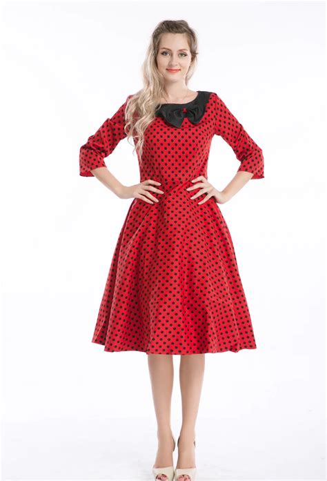 Red Vintage Retro Swing 50s 60s Rockabilly Polka Dot Pinup Housewife