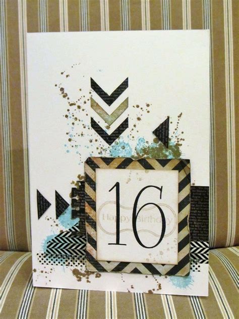 My Sons 16th Birthday Card Made Using Paper Scraps Distress Inks
