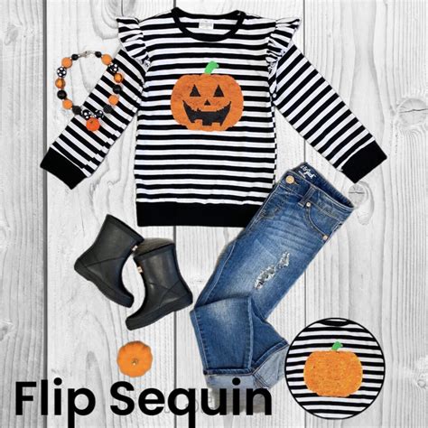 Girlstoddlerbaby Pumpkin Flip Sequin Ruffle Top 6 12 18 Months 2t 3t