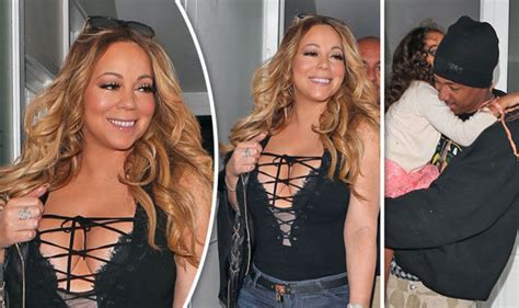 mariah carey risks nip slip in racy top for dinner with ex nick cannon celebrity news