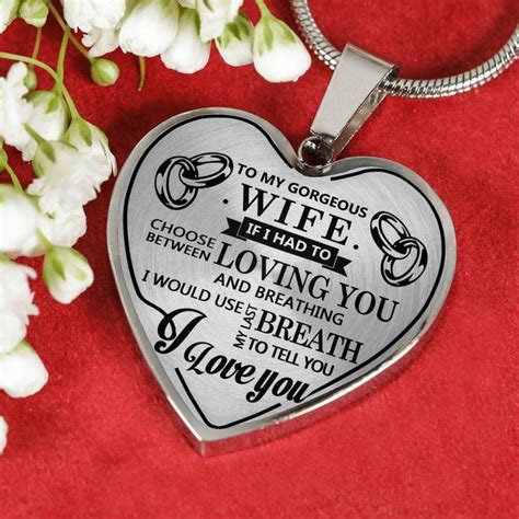 Best christmas gift for girlfriend from boyfriend necklace, anniversary, valentine's day, birthday, love you present, heart locket, n1800. To My Gorgeous Wife I Love Luxury Necklace Gift ...