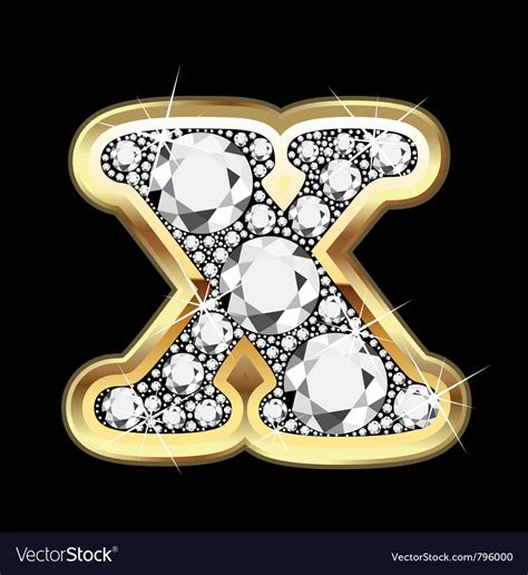 Letter X Gold And Diamond Bling Bling Royalty Free Vector
