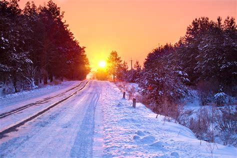 Glaring Sunshine And Beautiful Winter Snow Scene Stock Photo 04 Free
