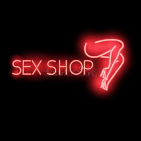 Neon Sign Sex Shop A Bright Red Billboard Stock Illustration
