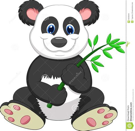 Giant Panda Cartoon Eating Bamboo Stock Vector Illustration Of