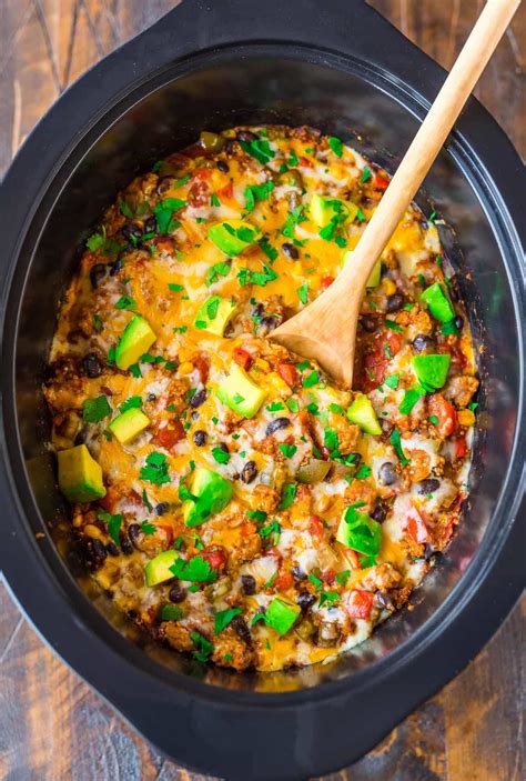 Spray or line your crock: Crock Pot Mexican Casserole Recipe | Well Plated by Erin