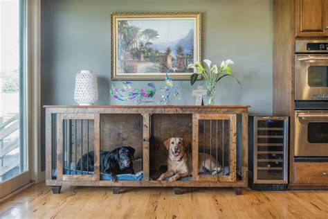 Custom Hardwood Double Dog Kennel Furniture Etsy Dog Kennel