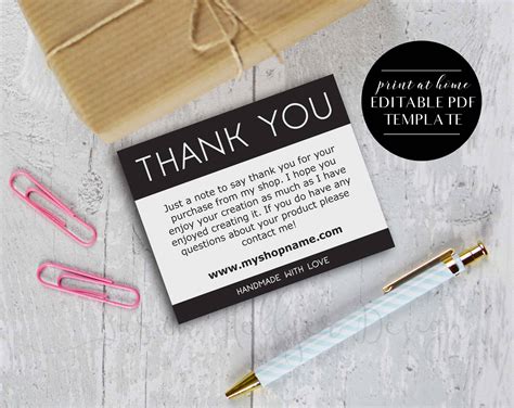 Print a different design on every thank you postcard for free! Printable Etsy Shop Thank You Cards INSTANT DOWNLOAD Online | Etsy