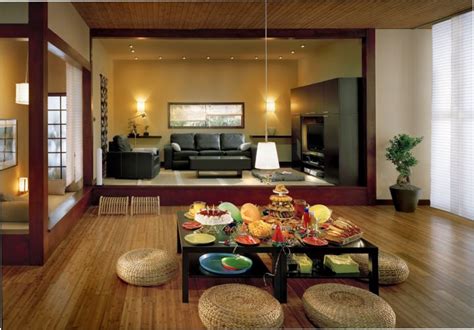 Zen Living Room Ideas With Shared Dining Rooms