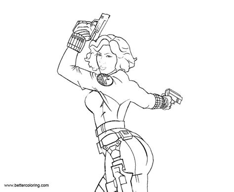 Black Widow Coloring Pages Marvel Avengers Sketch Free Printable