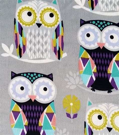 Soft N Comfy Fabric Geometric Owls At Owl Fabric