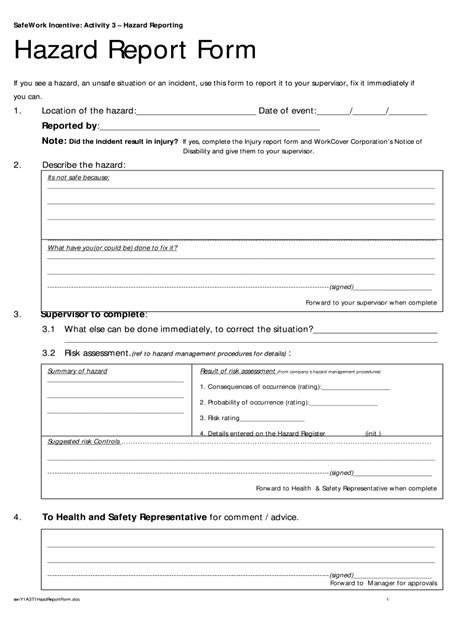 Hazard Reporting Form Fill Online Printable Fillable Blank Pdffiller