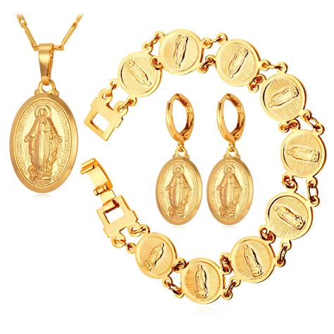 Collare Virgin Mary Jewelry Sets For Women Goldsilver Color Mother