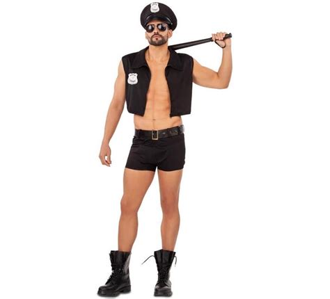Disfraz De Policía Sexy Para Hombre Incluye Sombrero Camisa Cinturón Y Pantalones Bóxer No