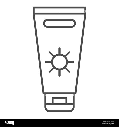 Sunblock Cream Thin Line Icon Summer Concept Sunscreen Sign On White