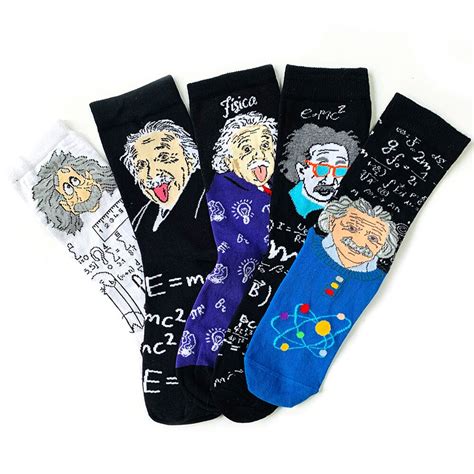 5 Pairs Albert Einstein Socks Colorful Socks Casual Socks Etsy