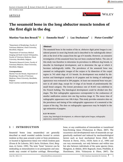 Pdf The Sesamoid Bone In The Long Abductor Muscle Tendon Of The First