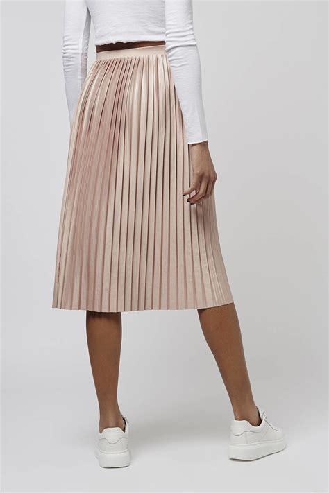 Topshop Jersey Pleated Midi Skirt In Pink Dusty Pink Lyst