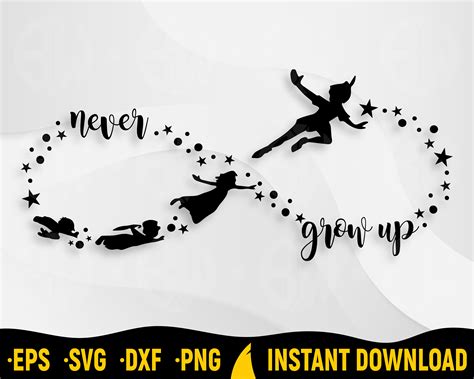 Peter Pan Flying Silhouette Never Grow Up