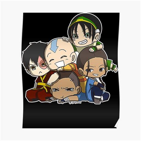 Avatar The Last Airbender Chibi Gaang Sticker Sticker Poster For Sale By Dinahroeder Redbubble