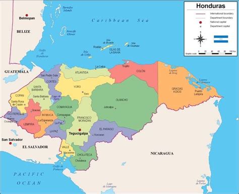 Honduras Departamentos Map Honduras Tourist