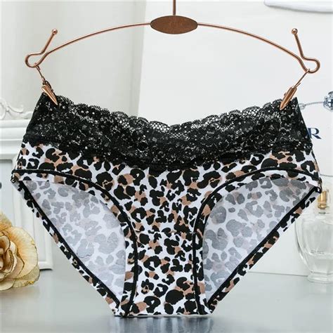 Nitaly Sexy Lace Cotton Panties Womens Underwear Stripe Leopard Print Lace Cotton Briefs