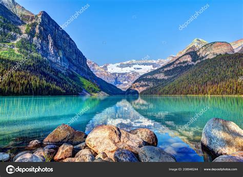 Lake Louise Banff National Park Its Glacier Fed Turquoise Lakes Stock