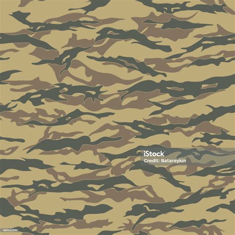 Desert Tiger Stripe Camouflage Seamless Patterns Stock Illustration