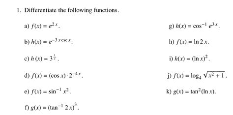 Differentiate Ln X 2 1 - Solved: 1. Differentiate The Following Functions. A) F(x) | Chegg.com