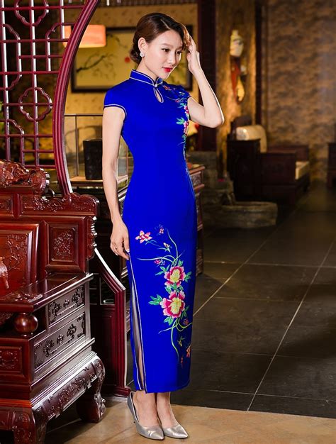 2016 Factory Selling Chinese Women 100 Silk Cheongsam Dress Qipao Long