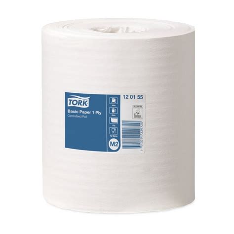 Basic Paper Centrefeed Roll White 1 Ply Wipe 120155 Tork