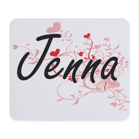 jenna artistic name design with hearts mousepad by admin cp10501932
