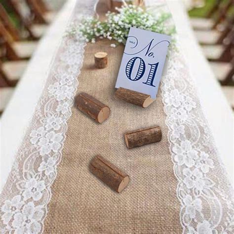 Rustic Wood Place Card Holders Circular Table Numbers Holder Stand