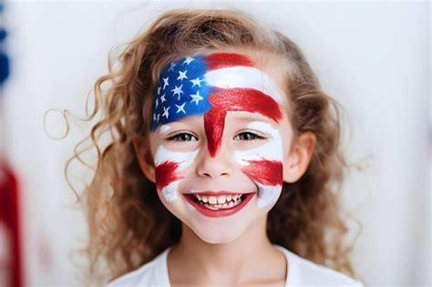 Premium Ai Image Kids With American Flag Face Paint Celebrate