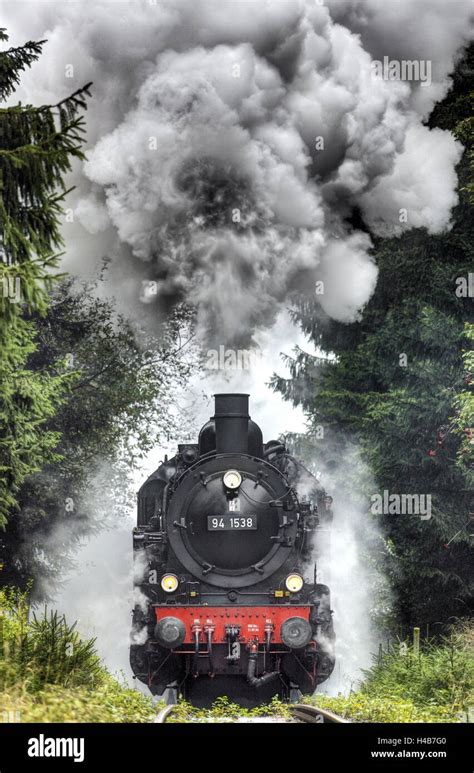 Train Driving Through Forest Steam Engine Smoking Heavily
