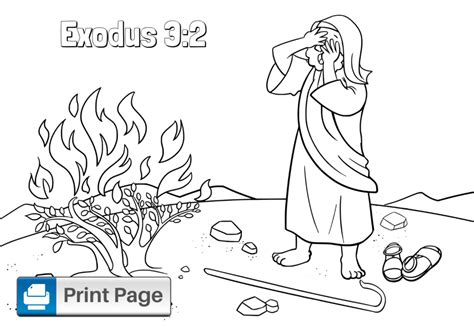 Moses And The Burning Bush Coloring Page For Kids Coloring Pages